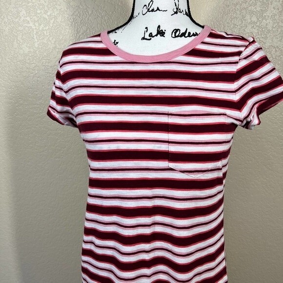 Gap pink dress women striped t shirt dress short sleeve with pocket size S - Picture 7 of 11
